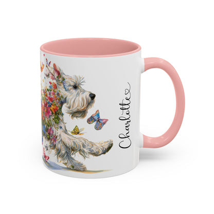 White Schnauzer Personalized Accent Mugs, 11oz