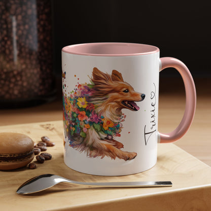 Shetland Sheep Dog Personalized Accent Mugs, 11oz