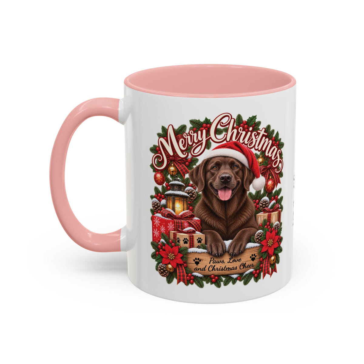 Labrador #3 Merry Christmas, personalised accent colour 11oz mug