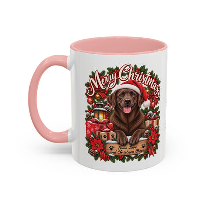 Labrador #3 Merry Christmas, personalised accent colour 11oz mug