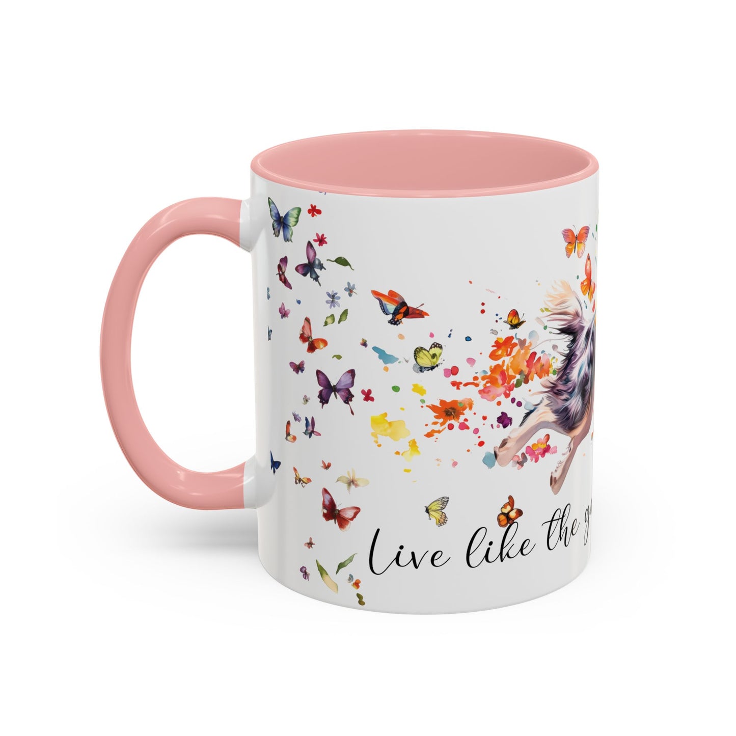 Border Collie #3 “Live like the gate was left open" Accent Mugs, 11oz