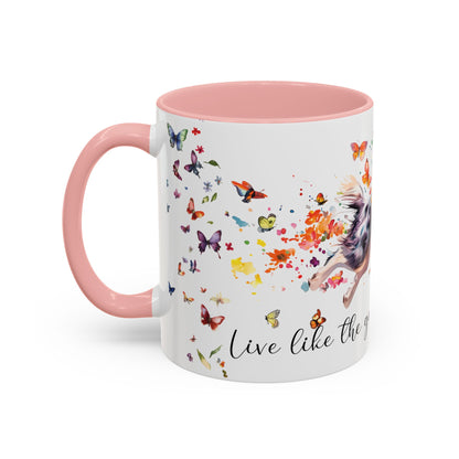 Border Collie #3 “Live like the gate was left open" Accent Mugs, 11oz