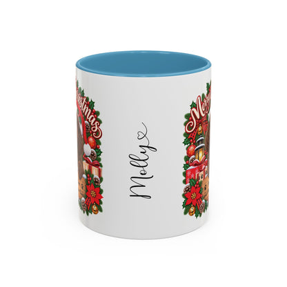 Poodle #2 Merry Christmas, personalised accent colour 11oz mug
