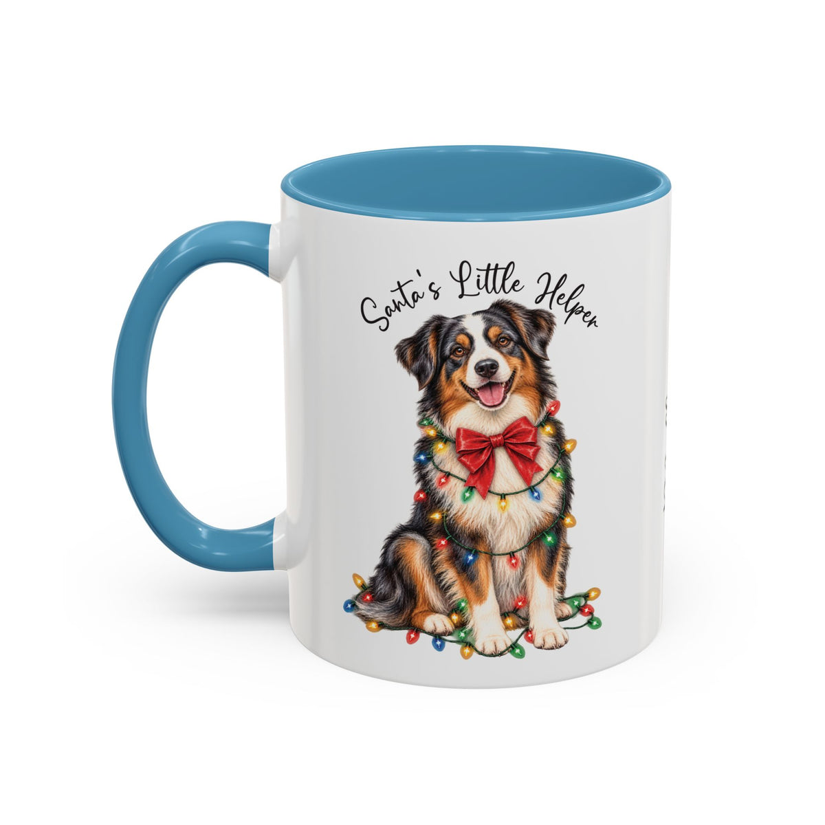 Australian Shepherd #4 Santa's little helper, personalised accent colour 11oz mug