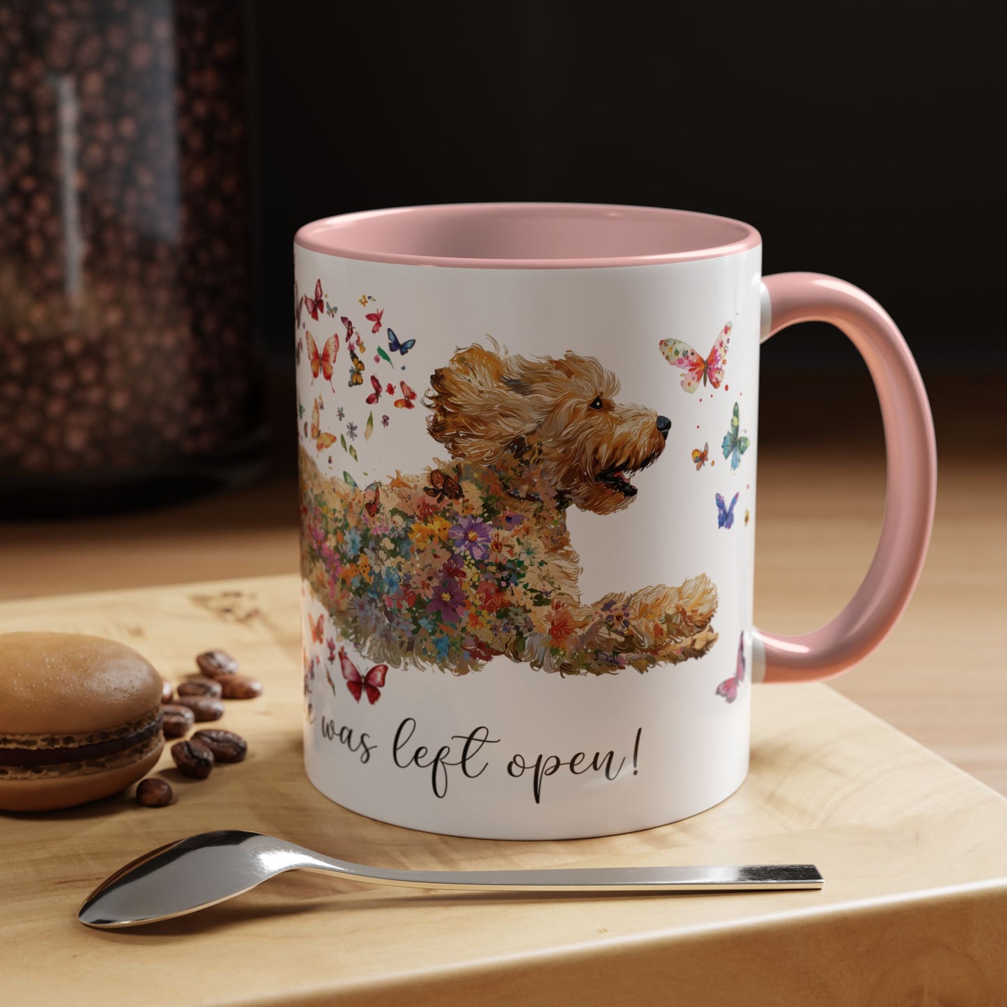 Golden Doodle/Groodle #3 "Live like the gate was left open" Accent Mugs, 11oz