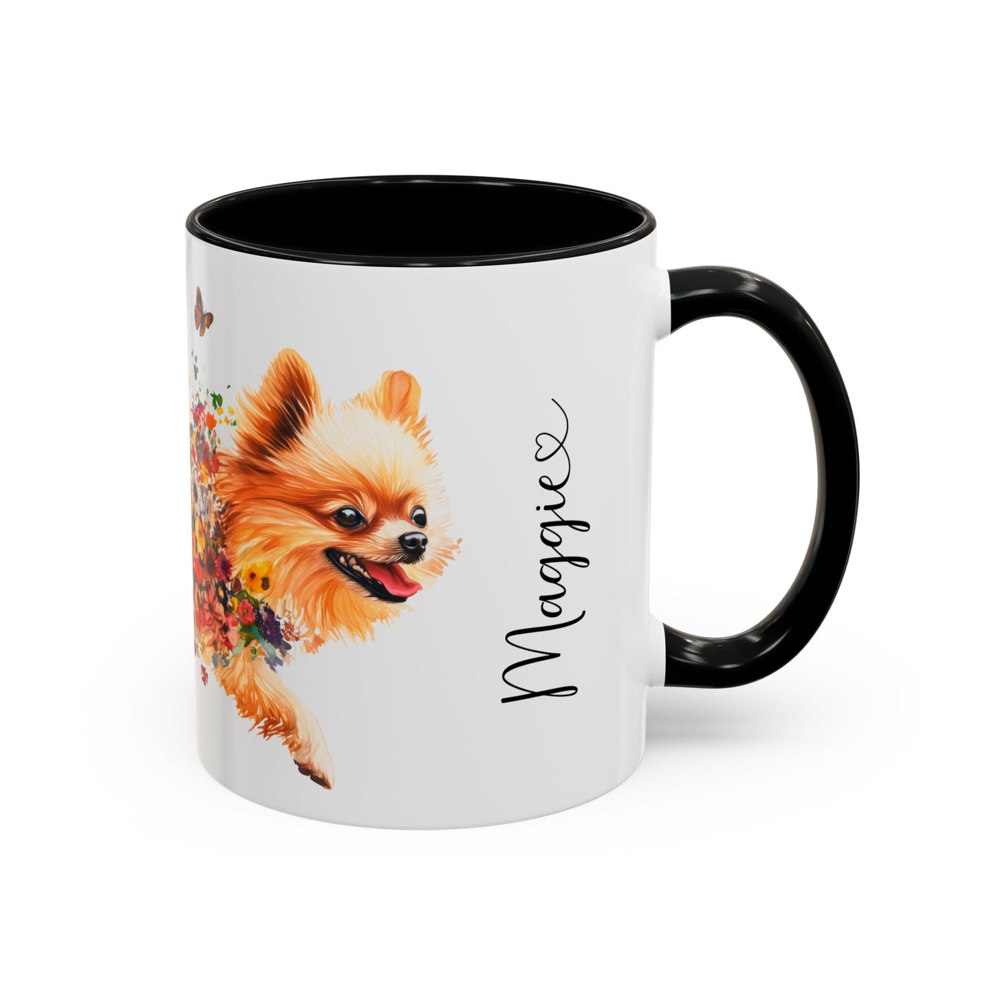Pomeranian Personalized Colorful Accent Mugs, 11oz