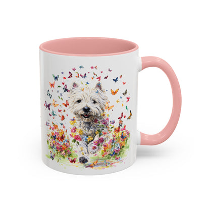 West Highland Terrier #2 Butterfly Personalized Accent Mugs, 11oz
