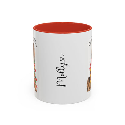 Belgian Tervuren, Santa's little helper, personalised accent colour 11oz mug