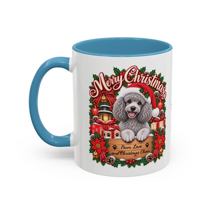 Poodle #4 Merry Christmas, personalised accent colour 11oz mug