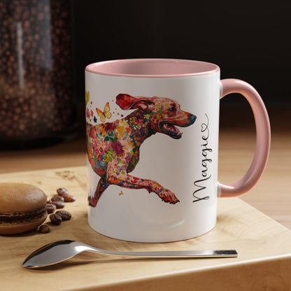 German Short Haired Pointer Personalized Colorful Accent Mugs, 11oz