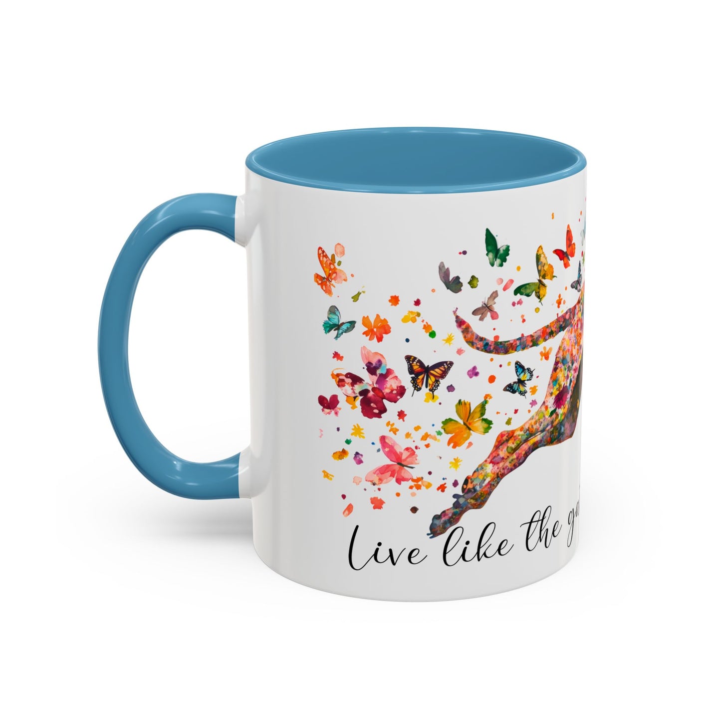 German Short Haired Pointer, Live like the gate was left open, Colorful Accent Mugs, 11oz