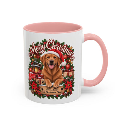 Labrador #4 Merry Christmas, personalised accent colour 11oz mug