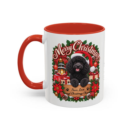 Poodle #2 Merry Christmas, personalised accent colour 11oz mug
