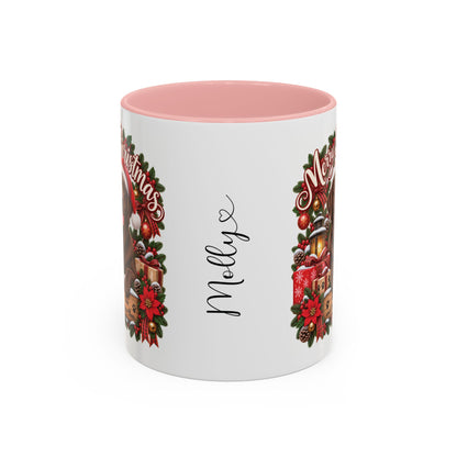 Labrador #3 Merry Christmas, personalised accent colour 11oz mug