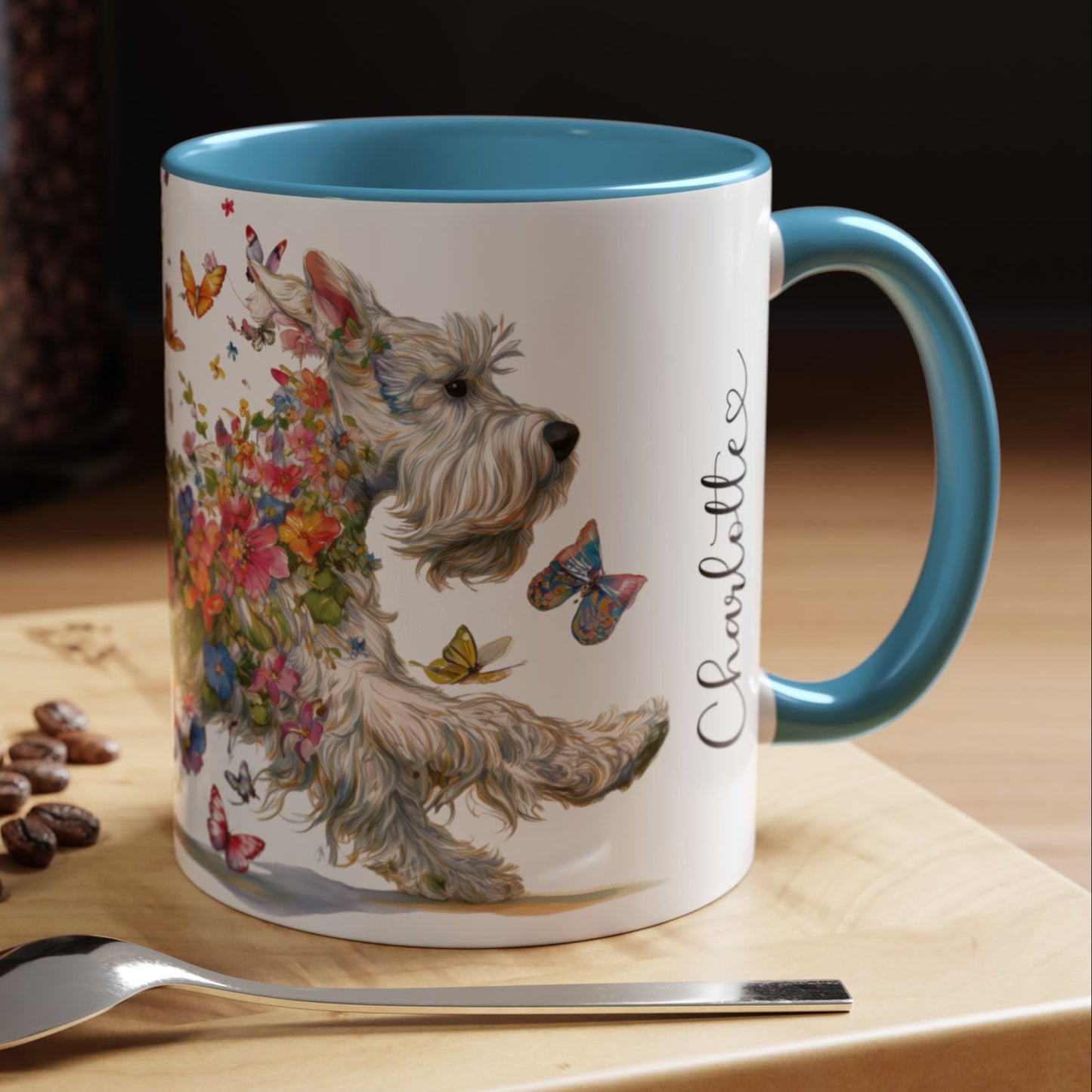 White Schnauzer Personalized Accent Mugs, 11oz
