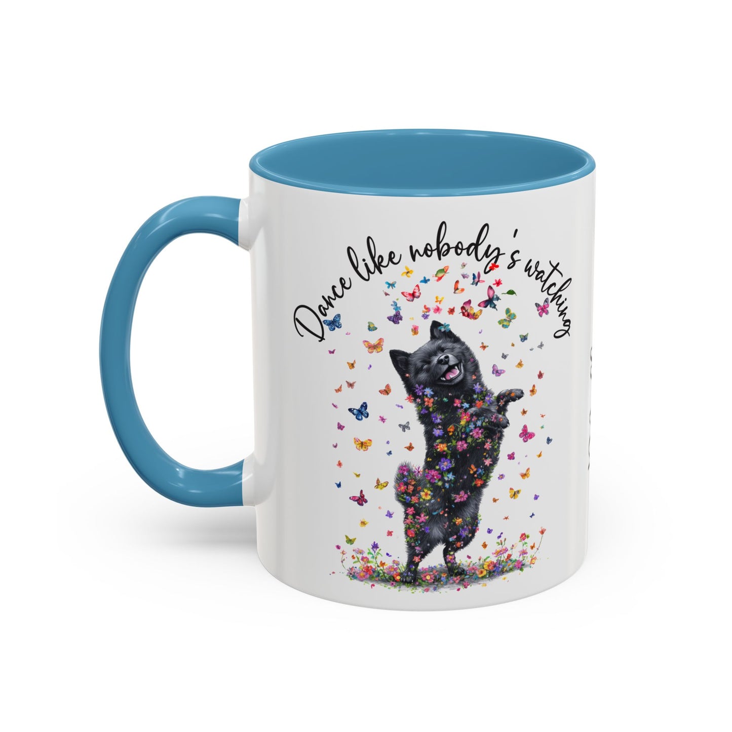 Schipperke "Dance like nobody's watching" personalized colourful Mugs, 11oz