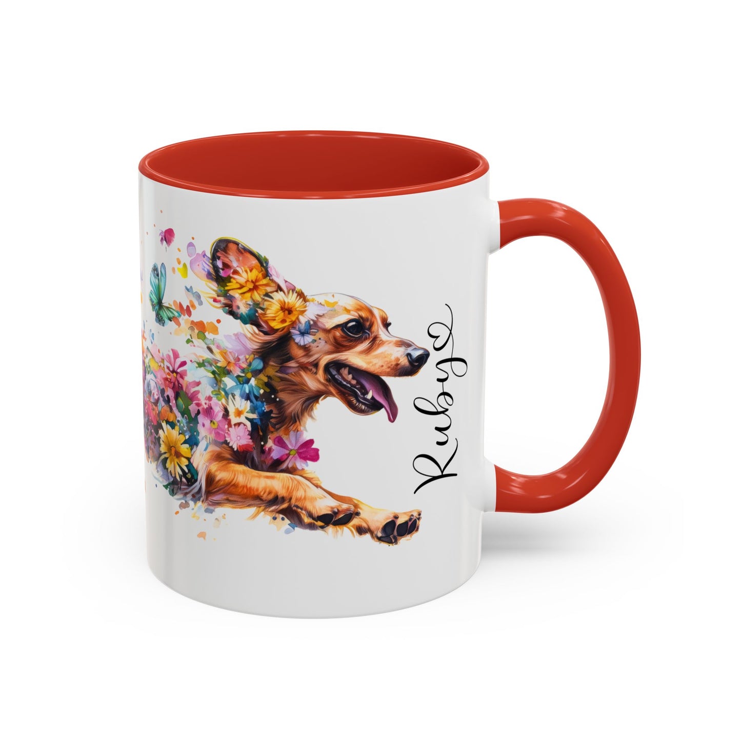 Dachshund Tan, running personalized colourful Mugs, 11oz