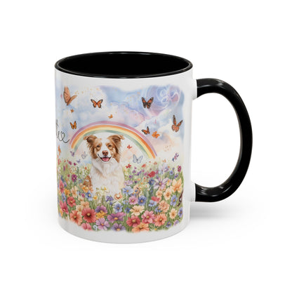 Border Collie, Red Merle Rainbow Personalized Accent Mugs, 11oz