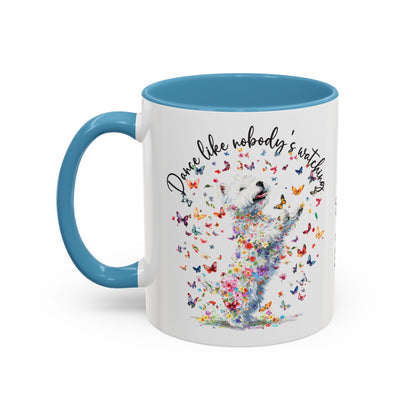 West Highland Terrier "Dance like nobody's watching" personalized colourful Mugs, 11oz