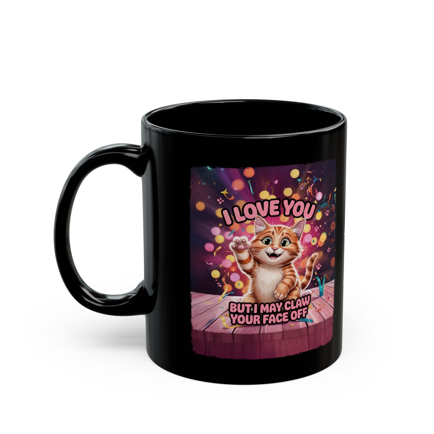 I love you cat #2 Personalised Black Mug (11oz, 15oz)