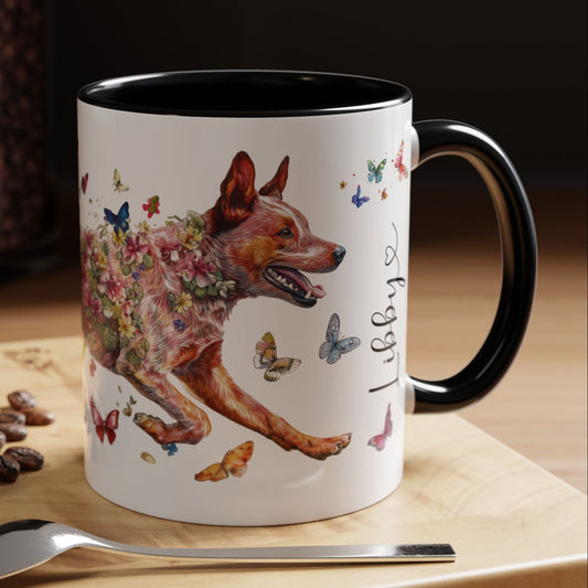 Red Heeler (Cattle dog) Personalized Accent Mugs, 11oz