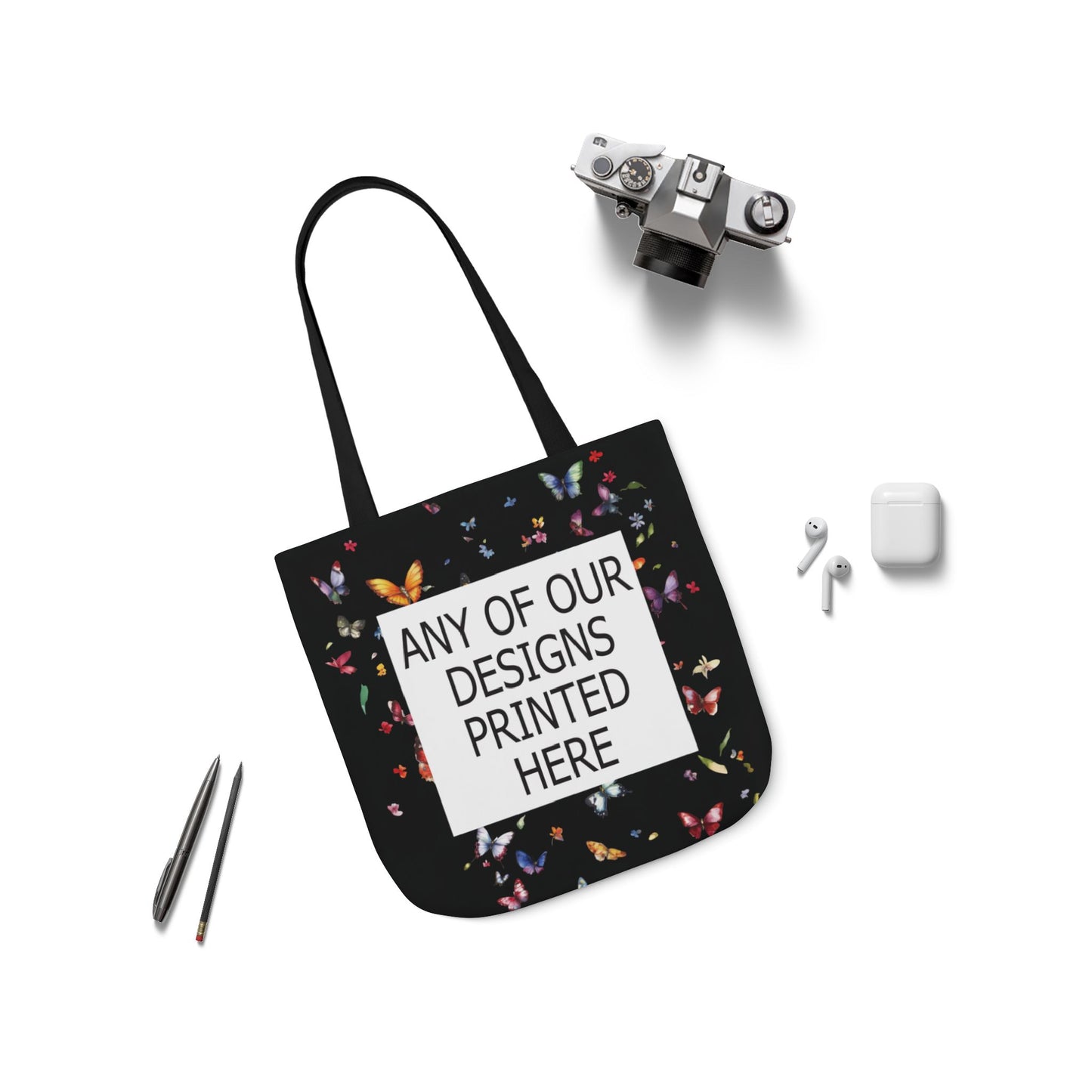 ANY OF OUR DESIGNS - BLACK Canvas Tote Bag,