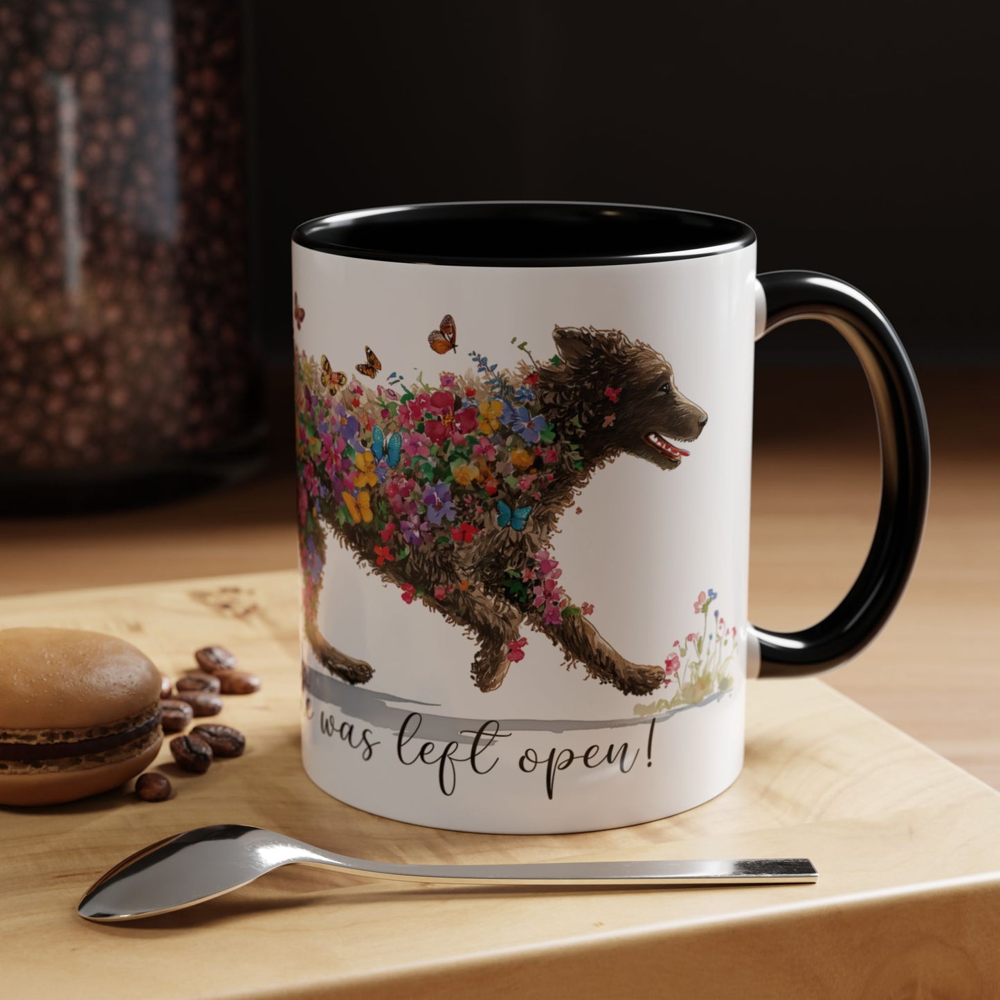 Curly Coated Retriever #1 “Live like the gate was left open" Accent Mugs, 11oz