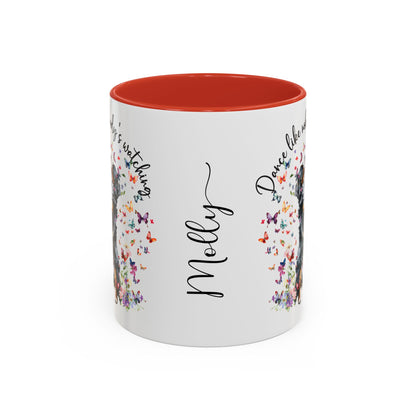 Bernese Mountain Dog "Dance like nobody's watching" personalized colourful Mugs, 11oz