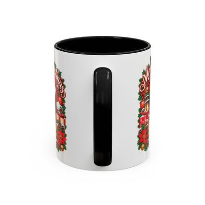 Poodle #2 Merry Christmas, personalised accent colour 11oz mug