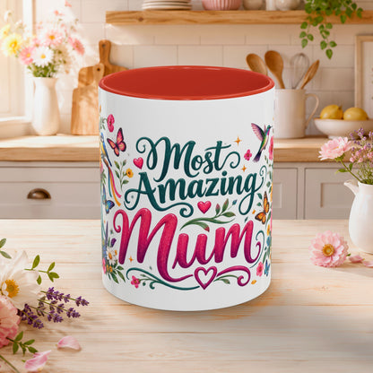 Most Amazing Mum, 11oz  accent mug (UK spelling)