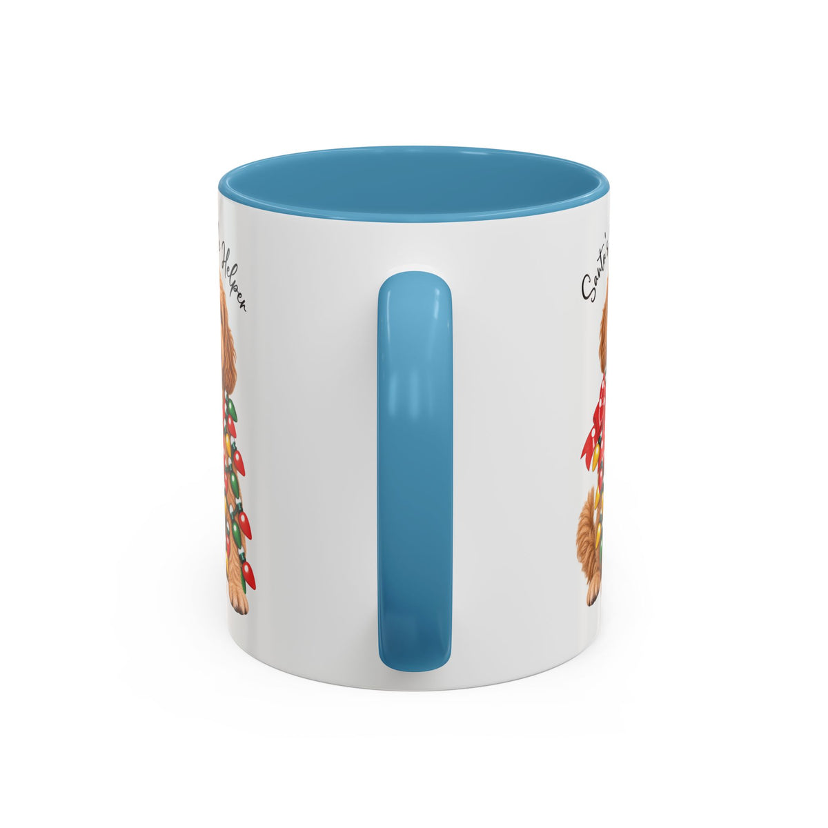 Labradoodle #1, Santa's little helper, personalised accent colour 11oz mug