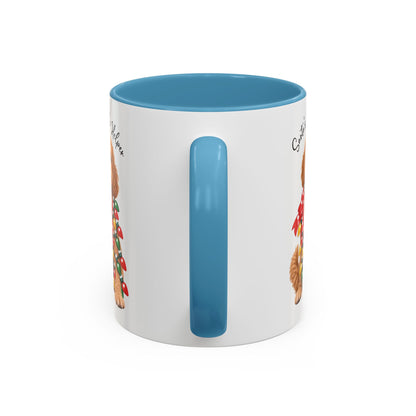 Labradoodle #1, Santa's little helper, personalised accent colour 11oz mug