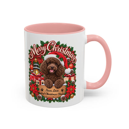 Poodle #2 Merry Christmas, personalised accent colour 11oz mug
