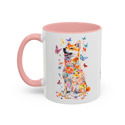 Shiba Inu Personalized Colorful Accent Mugs, 11oz