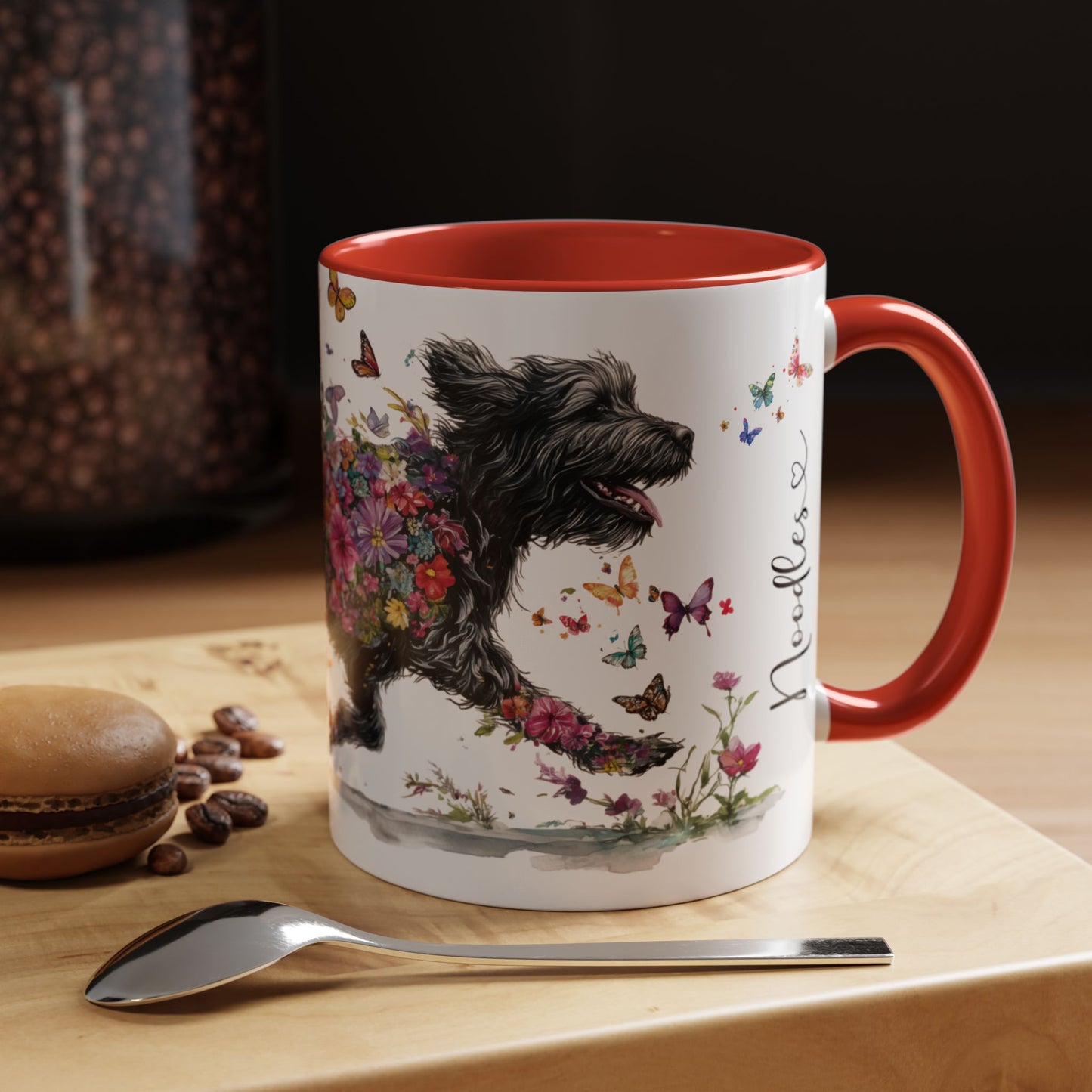 Labradoodle/Groodle #2 floral Personalized Accent Mugs, 11oz