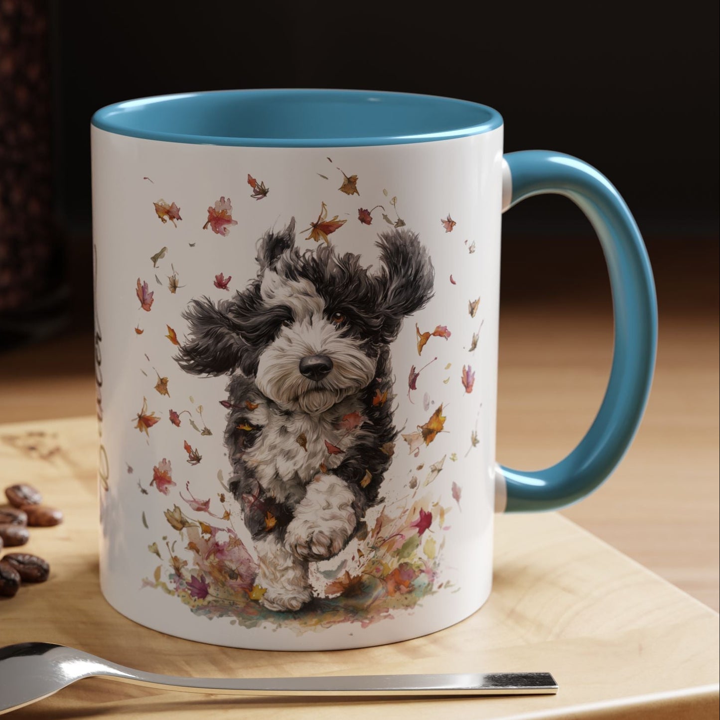 Bernedoodle #2 Autumn/Fall, Personalized Accent Mugs, 11oz