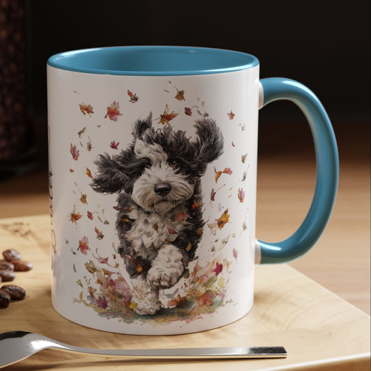 Bernedoodle #2 Autumn/Fall, Personalized Accent Mugs, 11oz