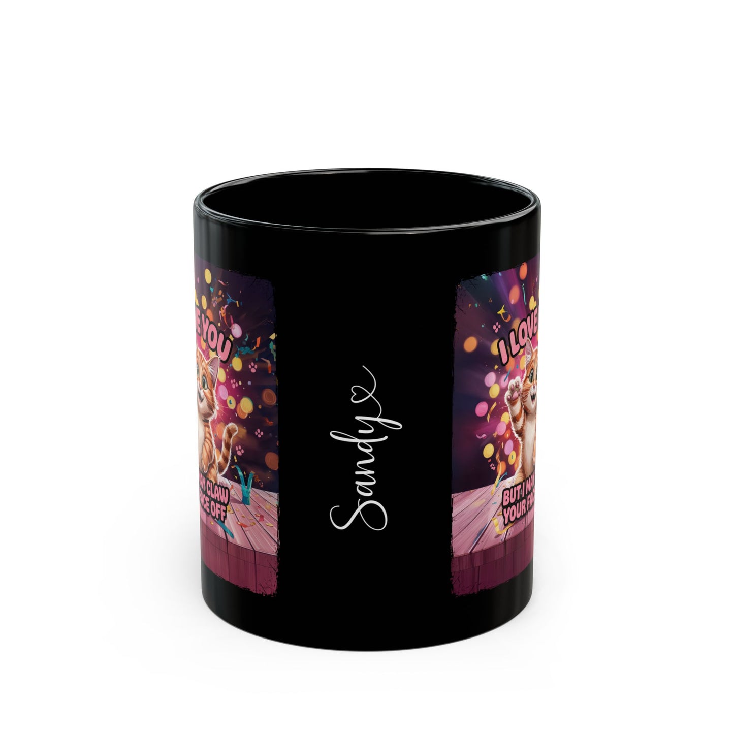 I love you cat #2 Personalised Black Mug (11oz, 15oz)