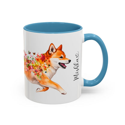 Shiba Inu Personalized Colorful Accent Mugs, 11oz