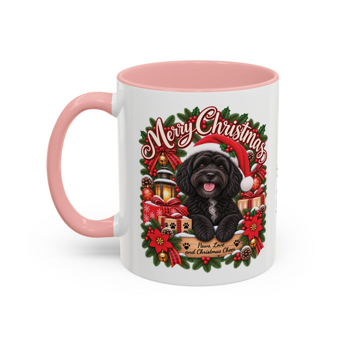 Cavapoo, Cavoodle, Cockapoo Merry Christmas, personalised accent colour 11oz mug