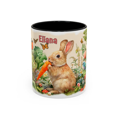 Country Rabbit Personalized Accent Mugs, 11oz