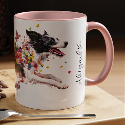 Border Collie Personalized Accent Mugs, 11oz