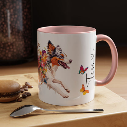 Border Collie (Australian Collie) Blue Merle, Personalized Accent Mugs, 11oz