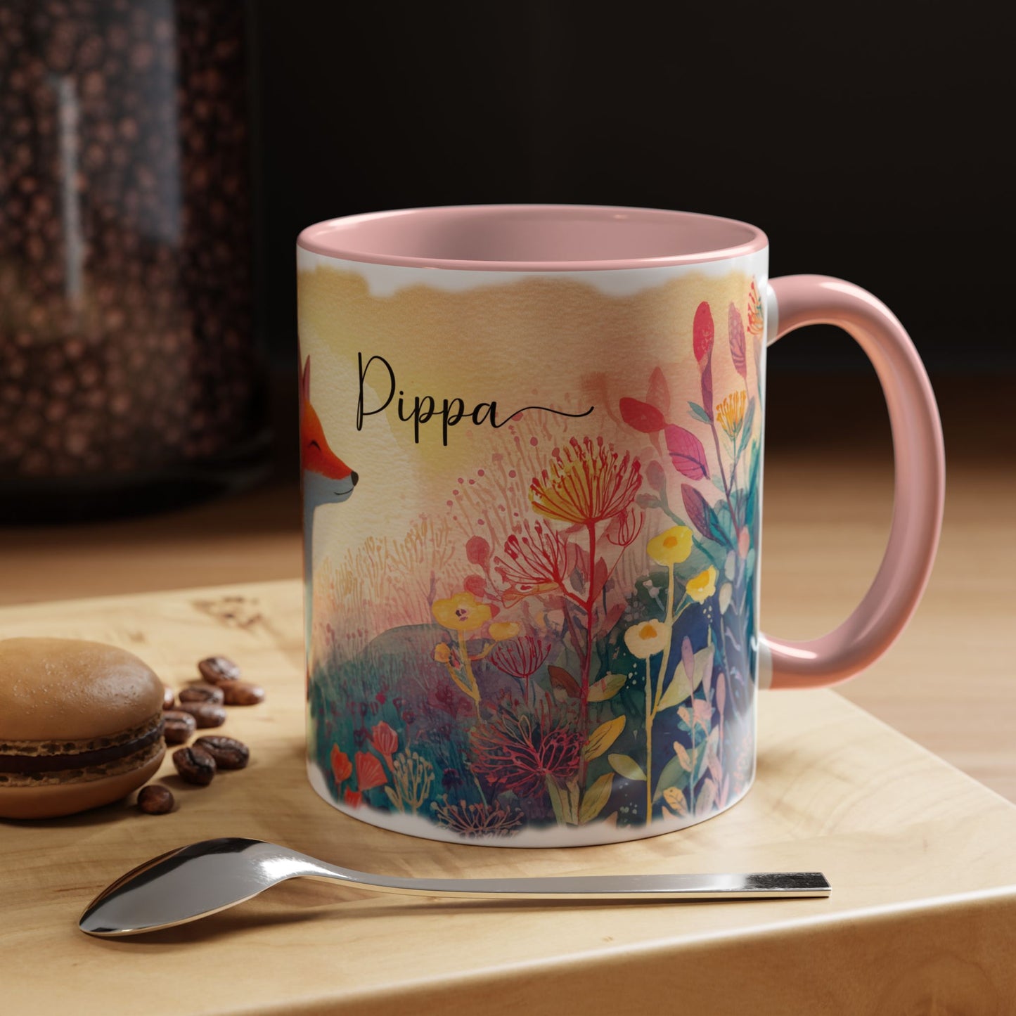 Fox Sunrise #2 Personalized Accent Mugs, 11oz
