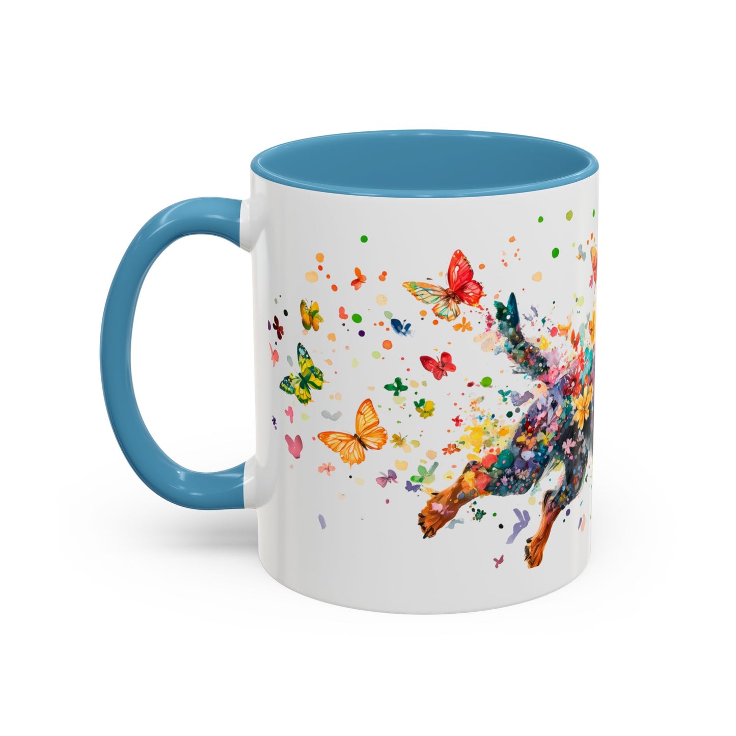 Dachshund Black, running personalized colourful Mugs, 11oz