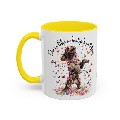 Cockapoo/Cavapoo "Dance like nobody's watching" personalized colourful Mugs, 11oz