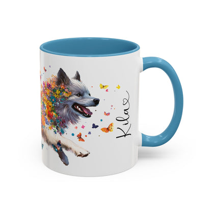 Keeshond #2 Personalized Accent Mugs, 11oz