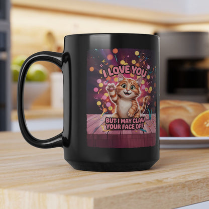 I love you cat #2 Personalised Black Mug (11oz, 15oz)