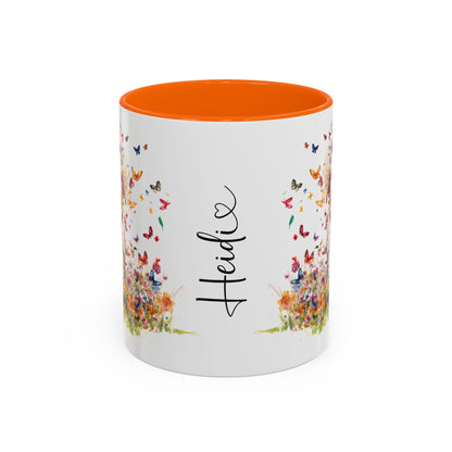 Poodle Butterfly Personalized Accent Mugs, 11oz