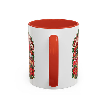 Poodle #2 Merry Christmas, personalised accent colour 11oz mug
